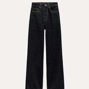 ZARA FULL LENGTH HIGH RISE WIDE LEG JEANS
